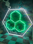 Hexagon „Quadruple“ Farbig Pink, Rot, Blau, Grün